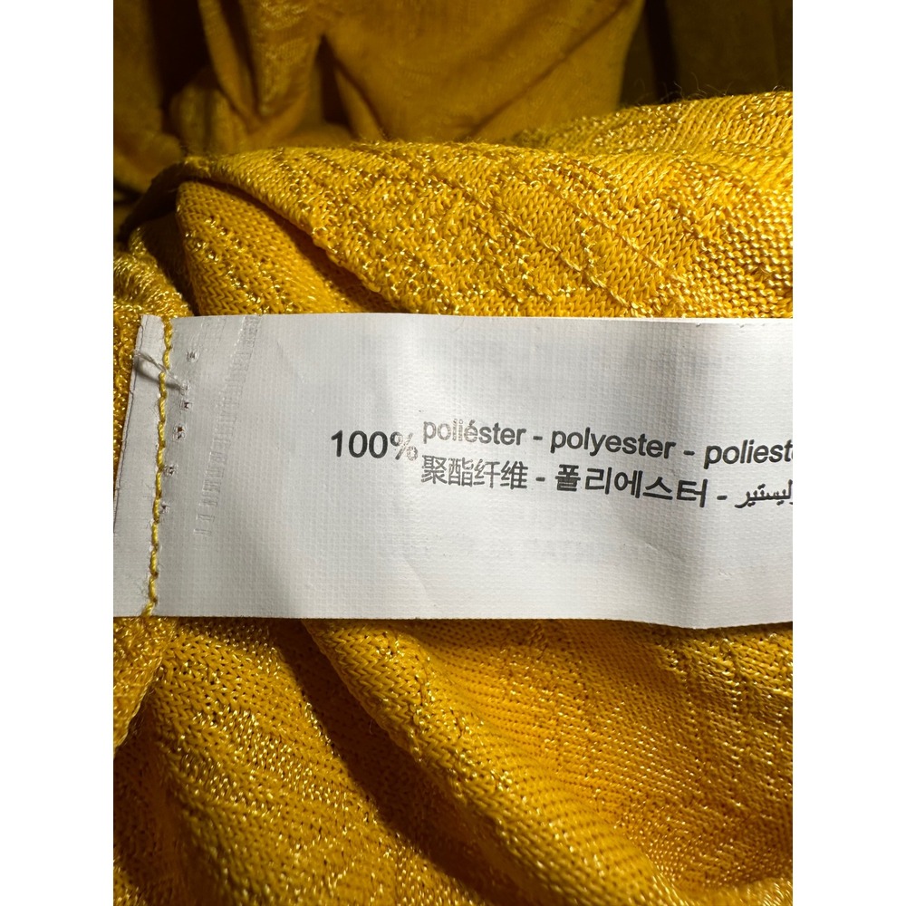 Zara Mustard Yellow Jacquard Floral Front Knot Plunging Mini Dress or Top Boho - Picture 8 of 8